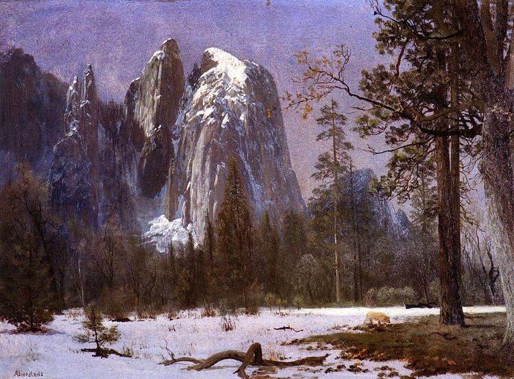 Albert Oil Painting Cathedral Rocks, Yosemite Valley, Winter